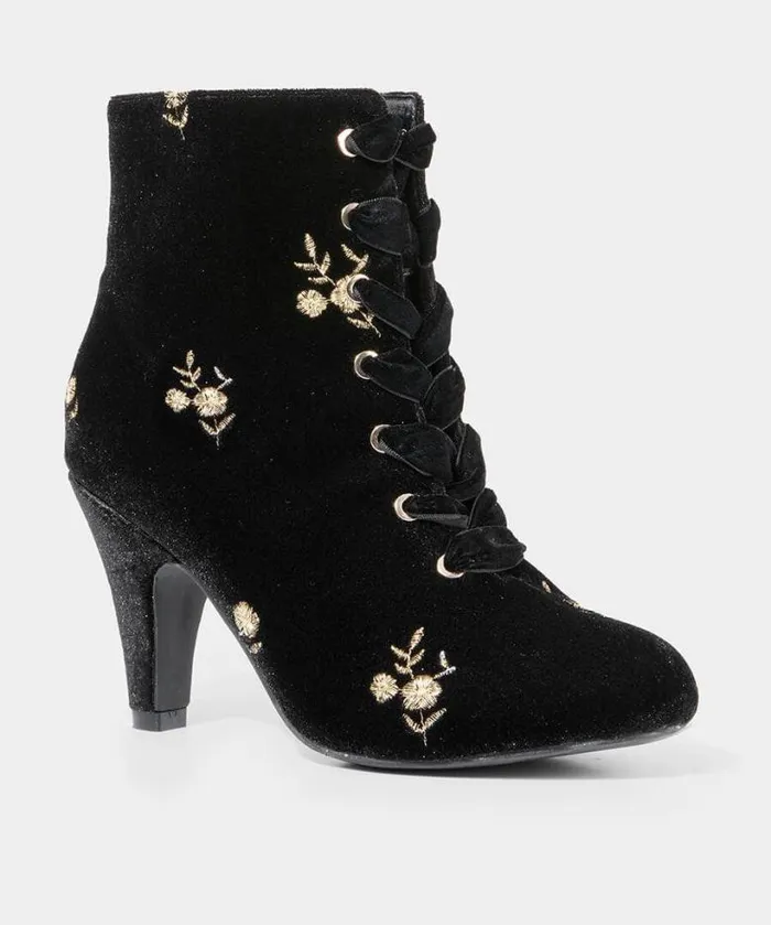 Joe Browns Shoes Sandals and Boots Women Evening Rose Velvet Boots Black