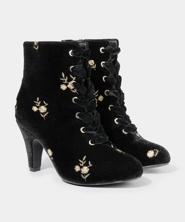 Joe Browns Shoes Sandals and Boots Women Evening Rose Velvet Boots Black