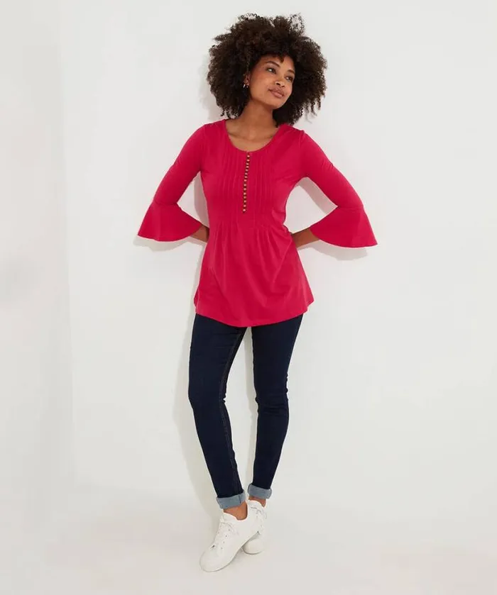 Joe Browns Tops Tunics and Blouses Women Beautiful Button Longline Jersey Top Pink