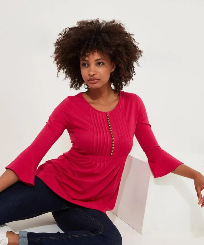 Joe Browns Tops Tunics and Blouses Women Beautiful Button Longline Jersey Top Pink
