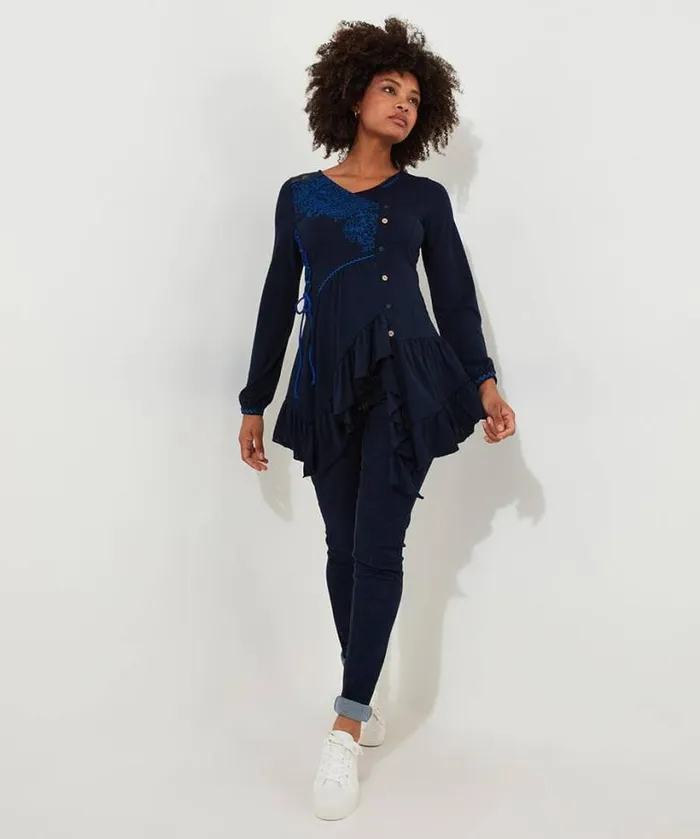 Joe Browns Tops Tunics and Blouses Women Exquisite Embroidered Tunic Navy
