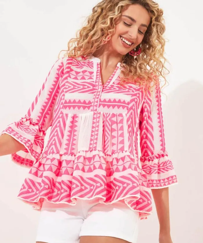 Joe Browns Tops Tunics and Blouses Women Joyful Jacquard Top Pink