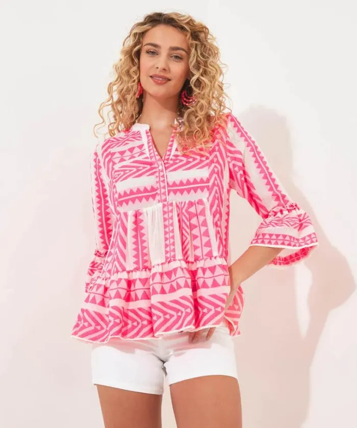 Joe Browns Tops Tunics and Blouses Women Joyful Jacquard Top Pink Joe Browns Tops Tunics and Blouses Women Joyful Jacquard Top Pink