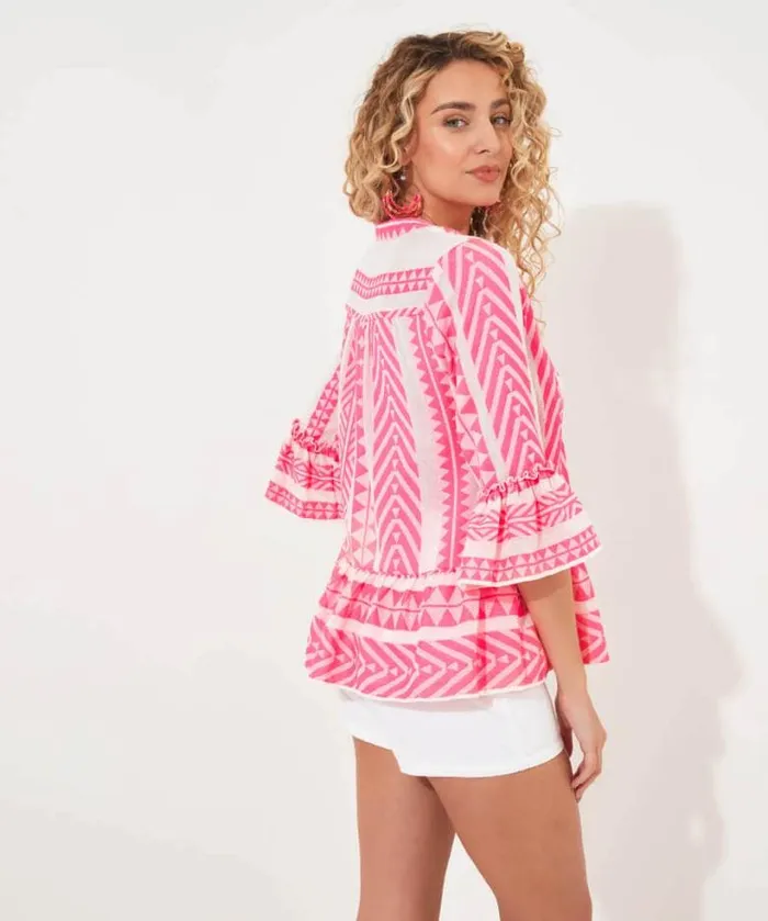 Joe Browns Tops Tunics and Blouses Women Joyful Jacquard Top Pink Joe Browns Tops Tunics and Blouses Women Joyful Jacquard Top Pink