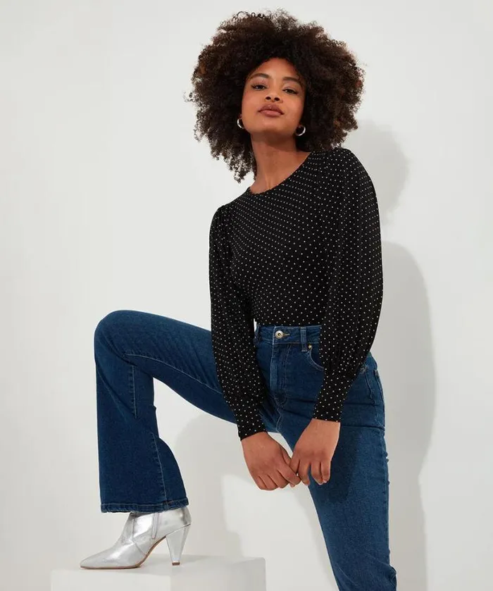 Joe Browns Tops Tunics and Blouses Women Perfectly Polka Dot Jersey Top Black