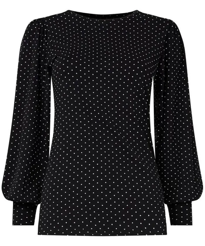 Joe Browns Tops Tunics and Blouses Women Perfectly Polka Dot Jersey Top Black Joe Browns Tops Tunics and Blouses Women Perfectly Polka Dot Jersey Top Black