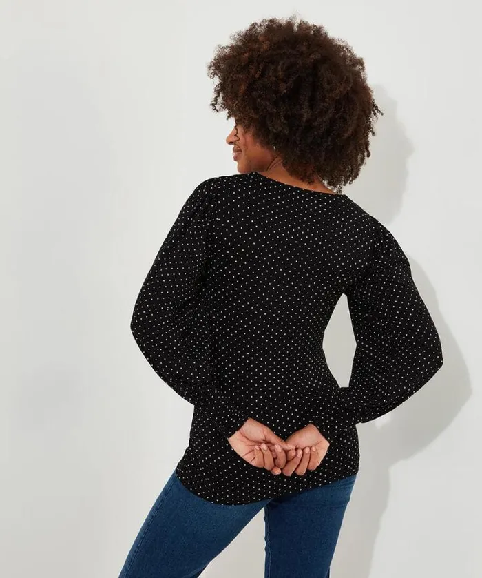 Joe Browns Tops Tunics and Blouses Women Perfectly Polka Dot Jersey Top Black Joe Browns Tops Tunics and Blouses Women Perfectly Polka Dot Jersey Top Black