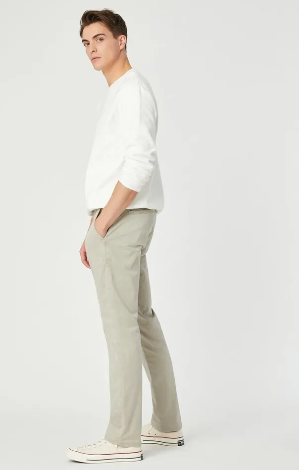 Johnny Slim Leg Chino In Stone Grey Sateen Twill Men Mavi Jeans Pants