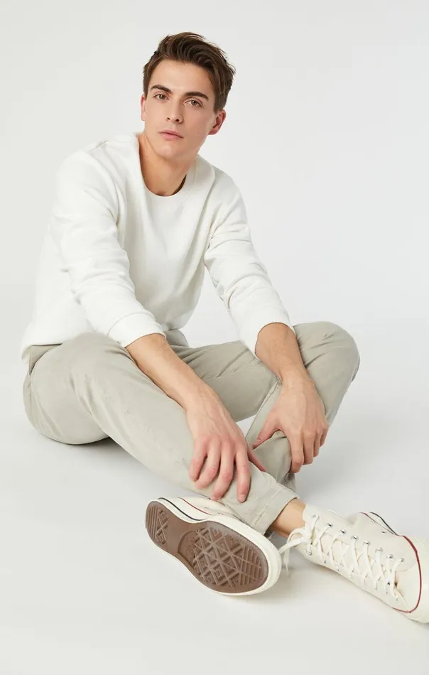 Johnny Slim Leg Chino In Stone Grey Sateen Twill Men Mavi Jeans Pants