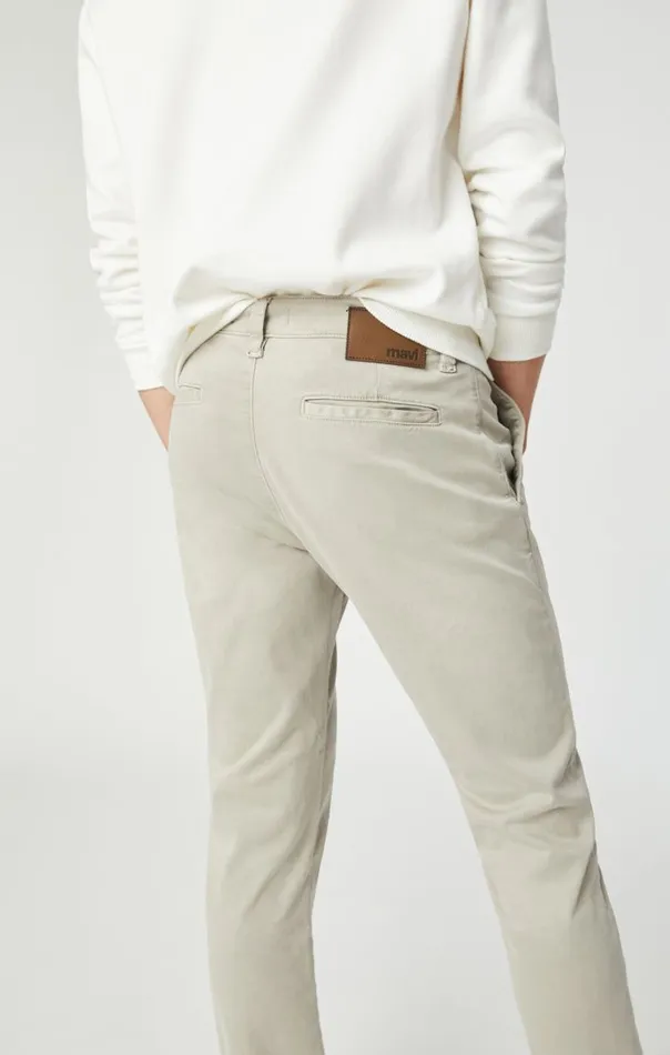 Johnny Slim Leg Chino In Stone Grey Sateen Twill Men Mavi Jeans Pants