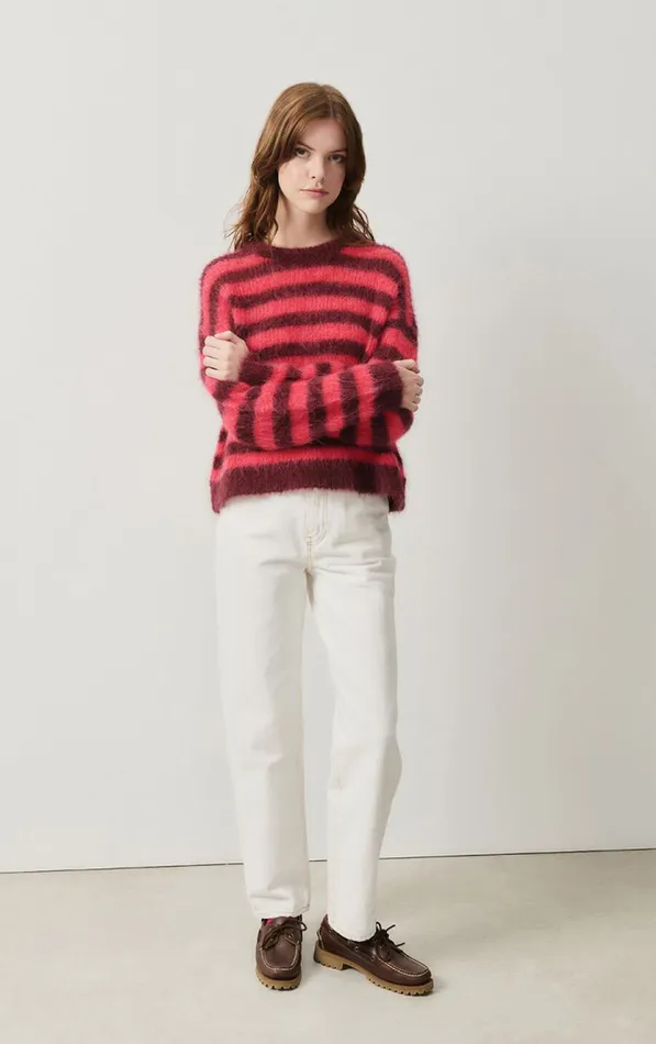 Jumper Bymi Burgundy And Hortensia Striped Women American Vintage Jumpers and Cardigans Jumper Bymi Burgundy And Hortensia Striped Women American Vintage Jumpers and Cardigans