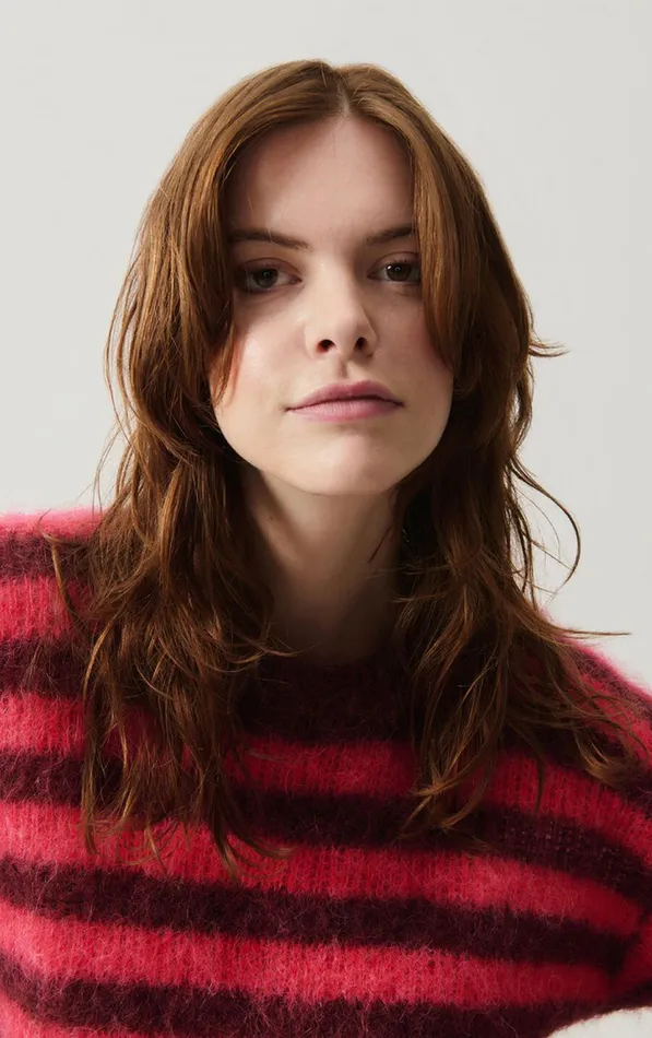 Jumper Bymi Burgundy And Hortensia Striped Women American Vintage Jumpers and Cardigans Jumper Bymi Burgundy And Hortensia Striped Women American Vintage Jumpers and Cardigans