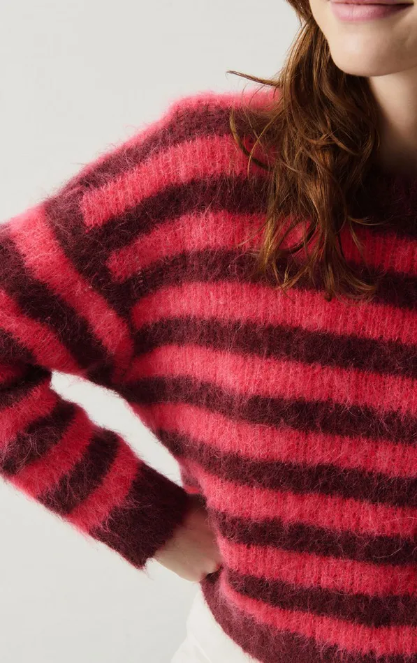 Jumper Bymi Burgundy And Hortensia Striped Women American Vintage Jumpers and Cardigans Jumper Bymi Burgundy And Hortensia Striped Women American Vintage Jumpers and Cardigans
