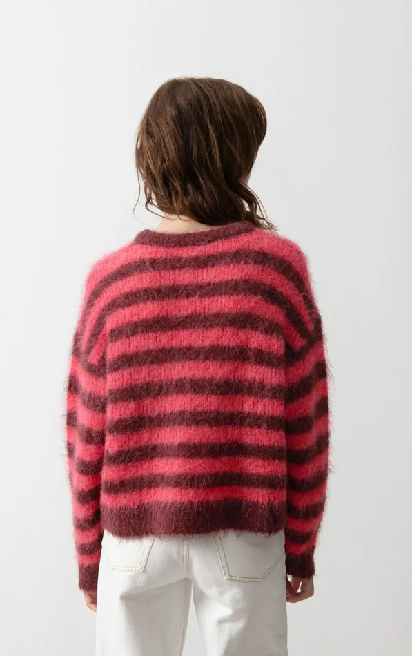 Jumper Bymi Burgundy And Hortensia Striped Women American Vintage Jumpers and Cardigans Jumper Bymi Burgundy And Hortensia Striped Women American Vintage Jumpers and Cardigans