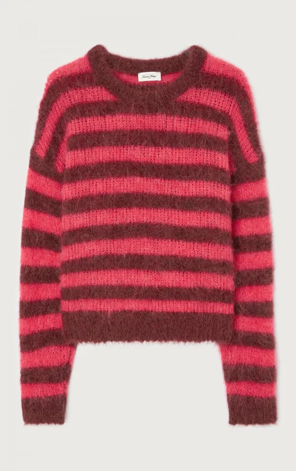 Jumper Bymi Burgundy And Hortensia Striped Women American Vintage Jumpers and Cardigans Jumper Bymi Burgundy And Hortensia Striped Women American Vintage Jumpers and Cardigans