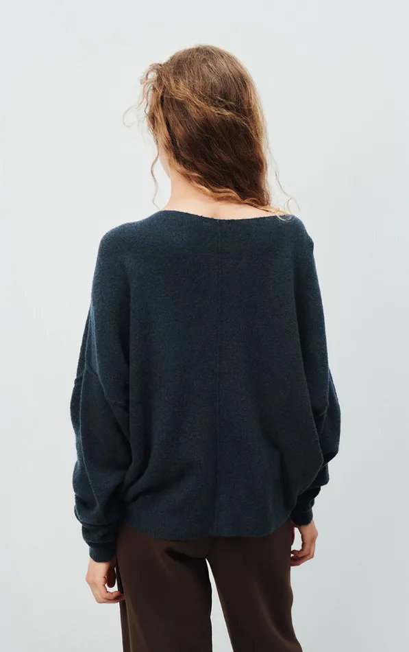 Jumper Damsville Navy Blue Black Melange Women American Vintage Jumpers and Cardigans