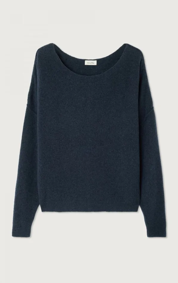 Jumper Damsville Navy Blue Black Melange Women American Vintage Jumpers and Cardigans