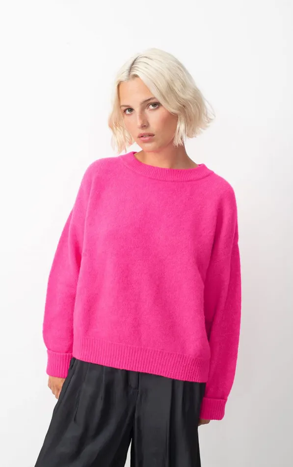 Jumper Vitow Neon Pink Melange Women American Vintage Jumpers and Cardigans