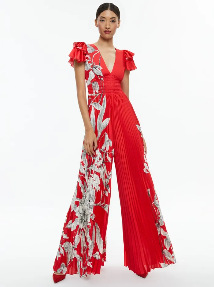 Jumpsuits Rompers Women Alice Olivia Bennet Pleated Wide Leg Jumpsuit Drifting By Jumpsuits Rompers Women Alice Olivia Bennet Pleated Wide Leg Jumpsuit Drifting By