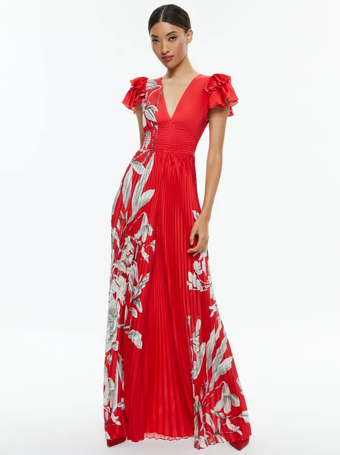 Jumpsuits Rompers Women Alice Olivia Bennet Pleated Wide Leg Jumpsuit Drifting By