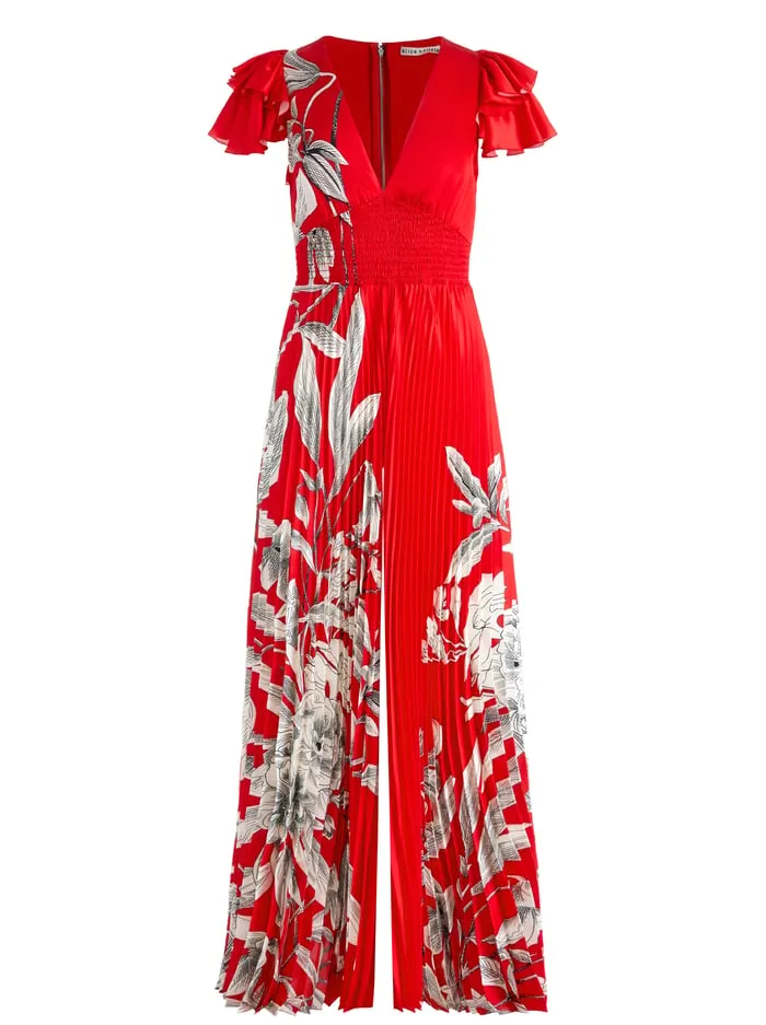 Jumpsuits Rompers Women Alice Olivia Bennet Pleated Wide Leg Jumpsuit Drifting By