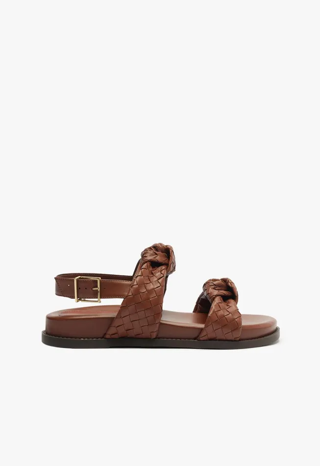 Kareena Knot Sporty Sandal Brown Women Schutz Shoes Flats