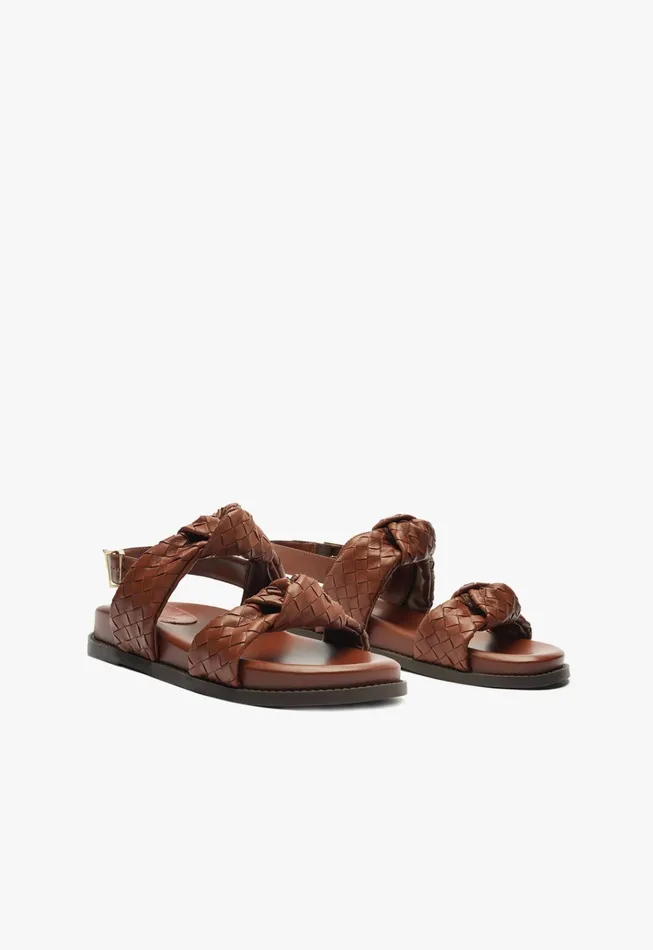 Kareena Knot Sporty Sandal Brown Women Schutz Shoes Flats
