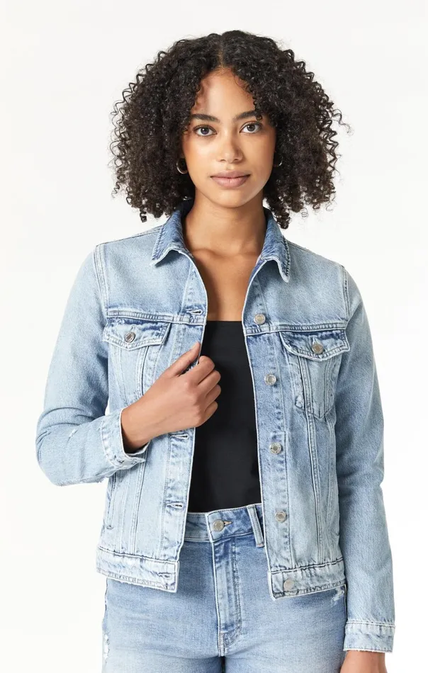 Katy Jacket In Mid Brushed True Blue Women Mavi Jeans Jackets
