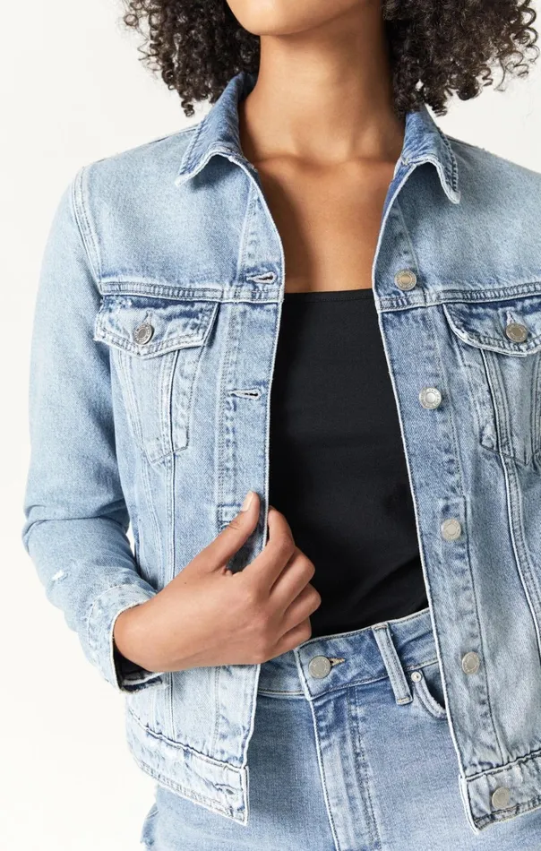 Katy Jacket In Mid Brushed True Blue Women Mavi Jeans Jackets