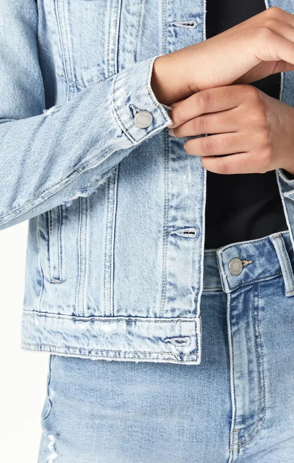 Katy Jacket In Mid Brushed True Blue Women Mavi Jeans Jackets