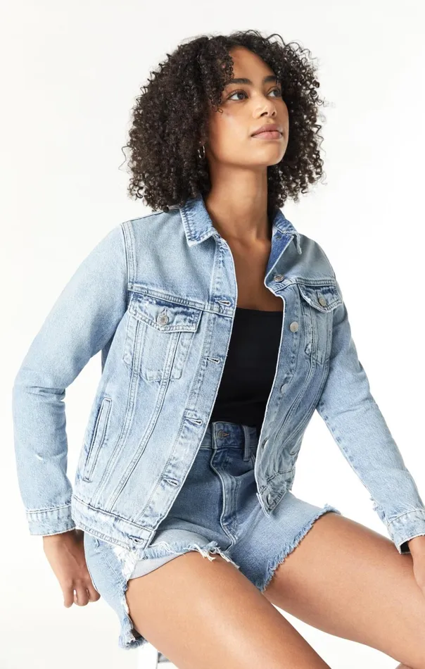 Katy Jacket In Mid Brushed True Blue Women Mavi Jeans Jackets