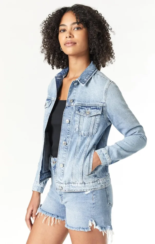 Katy Jacket In Mid Brushed True Blue Women Mavi Jeans Jackets