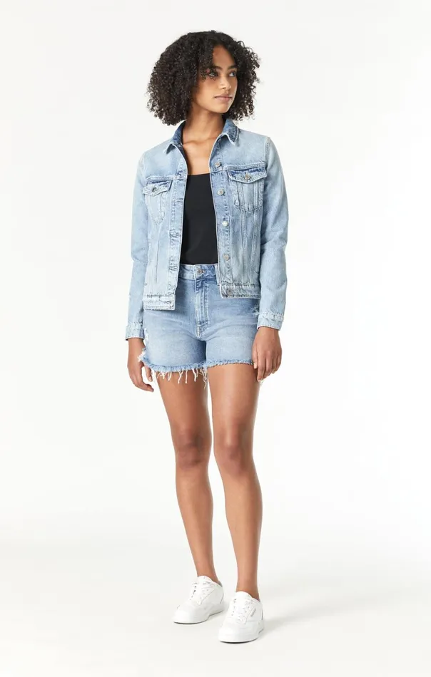 Katy Jacket In Mid Brushed True Blue Women Mavi Jeans Jackets