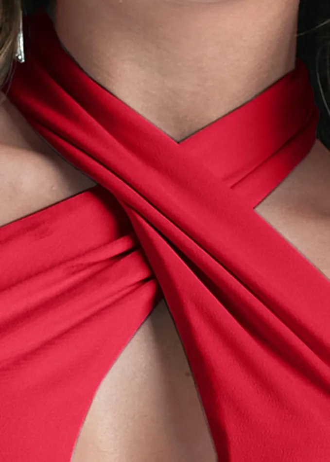 KEYHOLE HALTER DRESS Red Women VENUS Casual Dresses