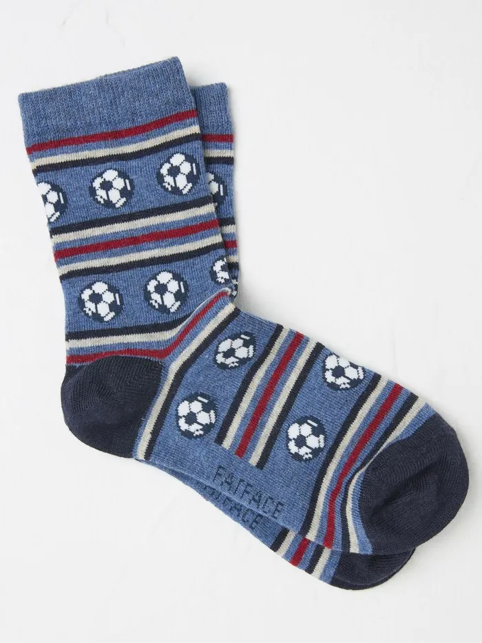 Kids 3 For 2 Socks Fat Face Blue Football Socks 1 Pack