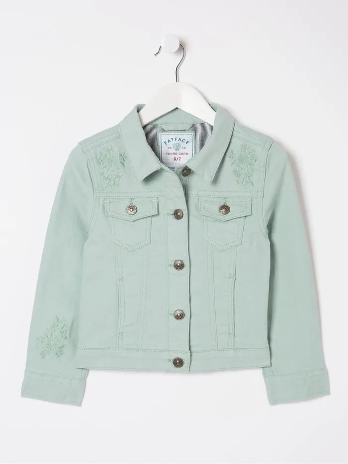 Kids Coats and Jackets Fat Face Green Embroidered Denim Jacket Kids Coats and Jackets Fat Face Green Embroidered Denim Jacket