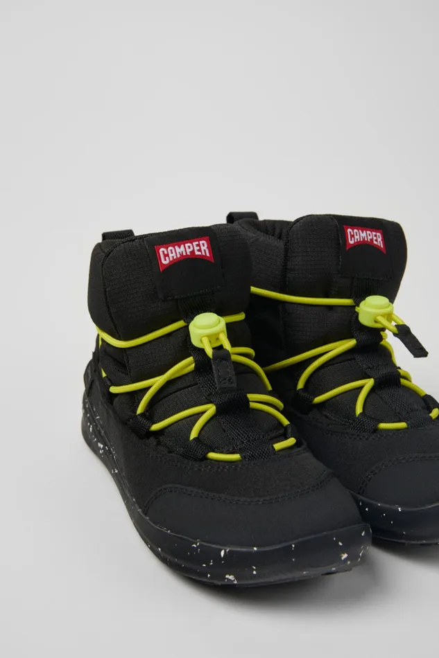 Kids Ergo Black Textile Ankle Boots For Kids Camper Boots