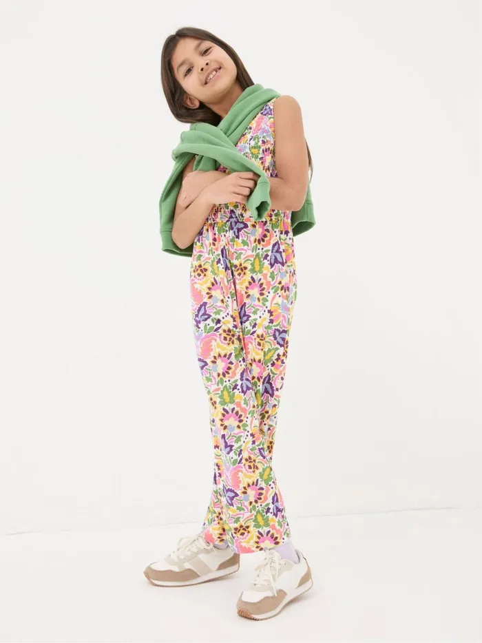 Kids Jumpsuits and Playsuits Fat Face Pink Art Floral Jersey Printed Jumpsuit