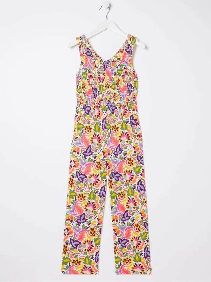 Kids Jumpsuits and Playsuits Fat Face Pink Art Floral Jersey Printed Jumpsuit