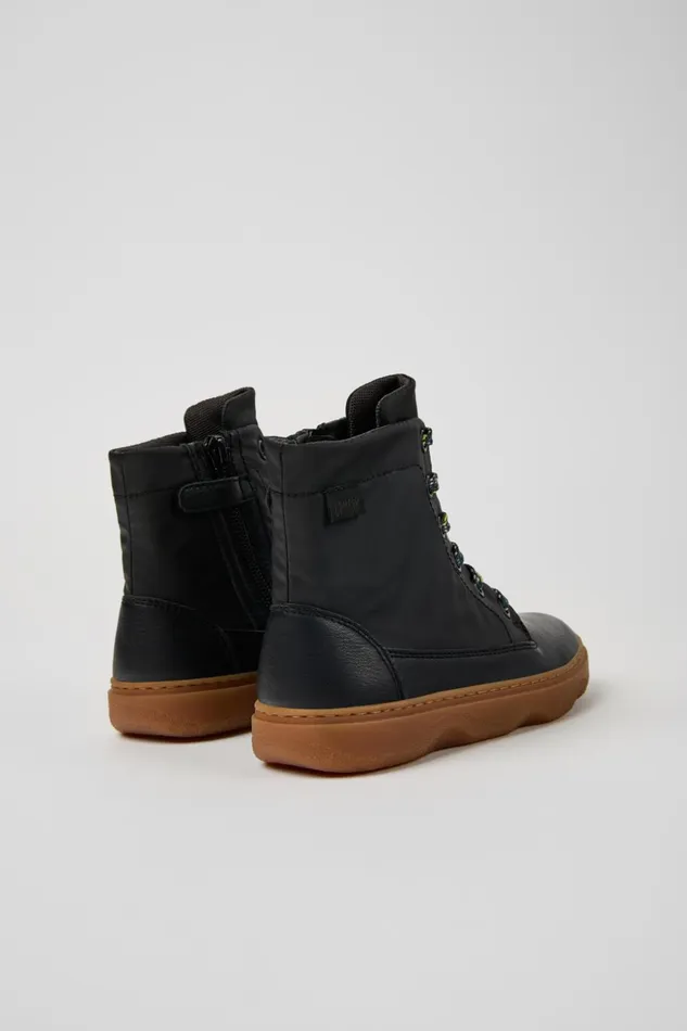 Kids Kiddo Black Leather And Textile Ankle Boots For Kids Camper Boots Kids Kiddo Black Leather And Textile Ankle Boots For Kids Camper Boots