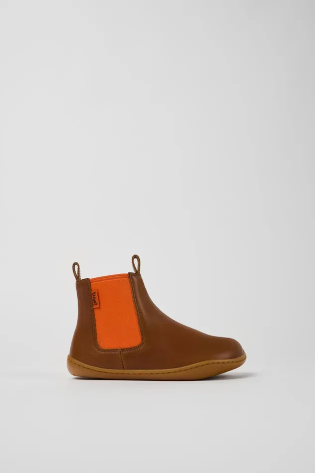 Kids Peu Brown Leather Ankle Boots For Kids Camper Boots Kids Peu Brown Leather Ankle Boots For Kids Camper Boots