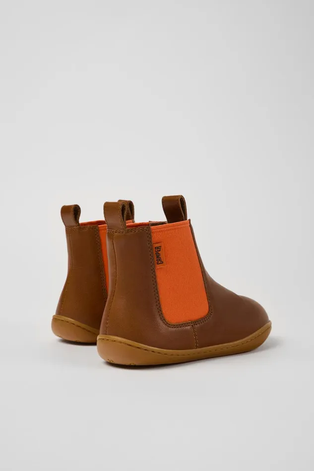 Kids Peu Brown Leather Ankle Boots For Kids Camper Boots Kids Peu Brown Leather Ankle Boots For Kids Camper Boots