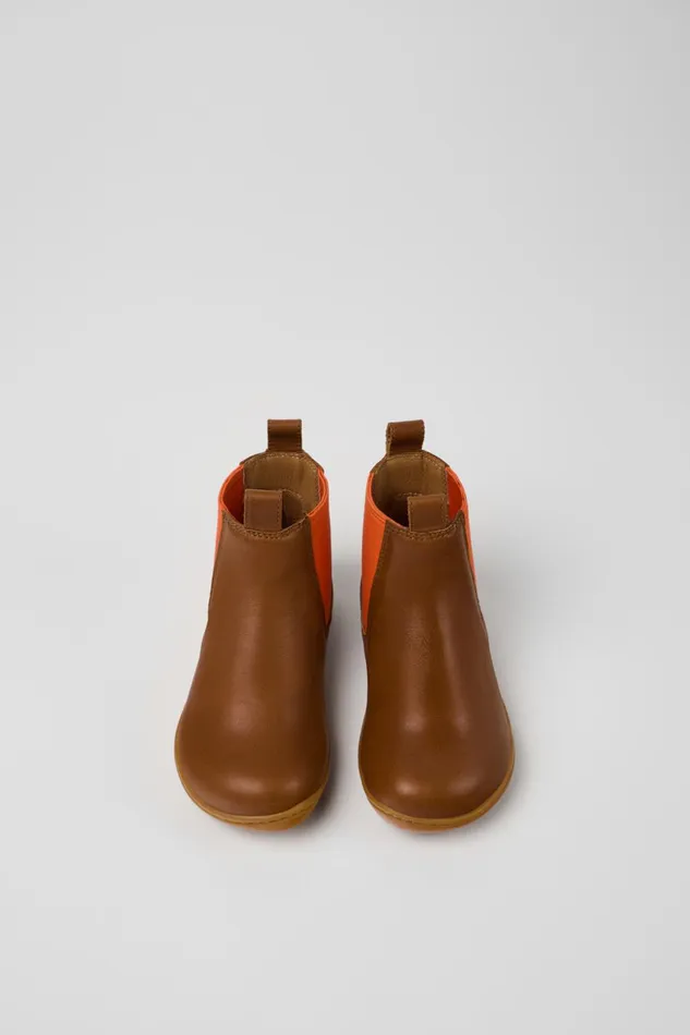 Kids Peu Brown Leather Ankle Boots For Kids Camper Boots Kids Peu Brown Leather Ankle Boots For Kids Camper Boots