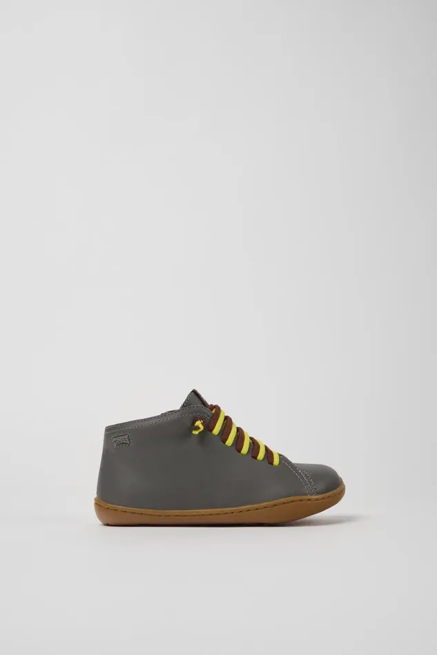 Kids Peu Grey Leather Ankle Boots For Kids Camper Boots Kids Peu Grey Leather Ankle Boots For Kids Camper Boots