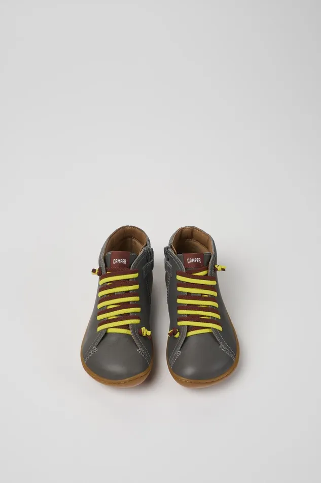 Kids Peu Grey Leather Ankle Boots For Kids Camper Boots Kids Peu Grey Leather Ankle Boots For Kids Camper Boots