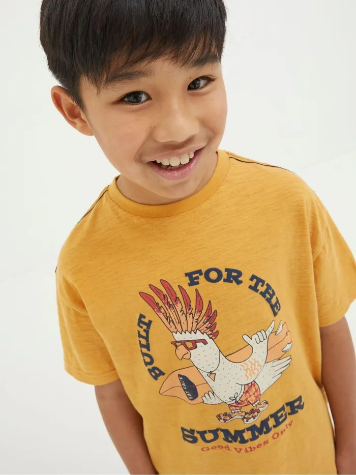 Kids TShirts and Polos Fat Face Yellow Built For Summer Jersey TShirt