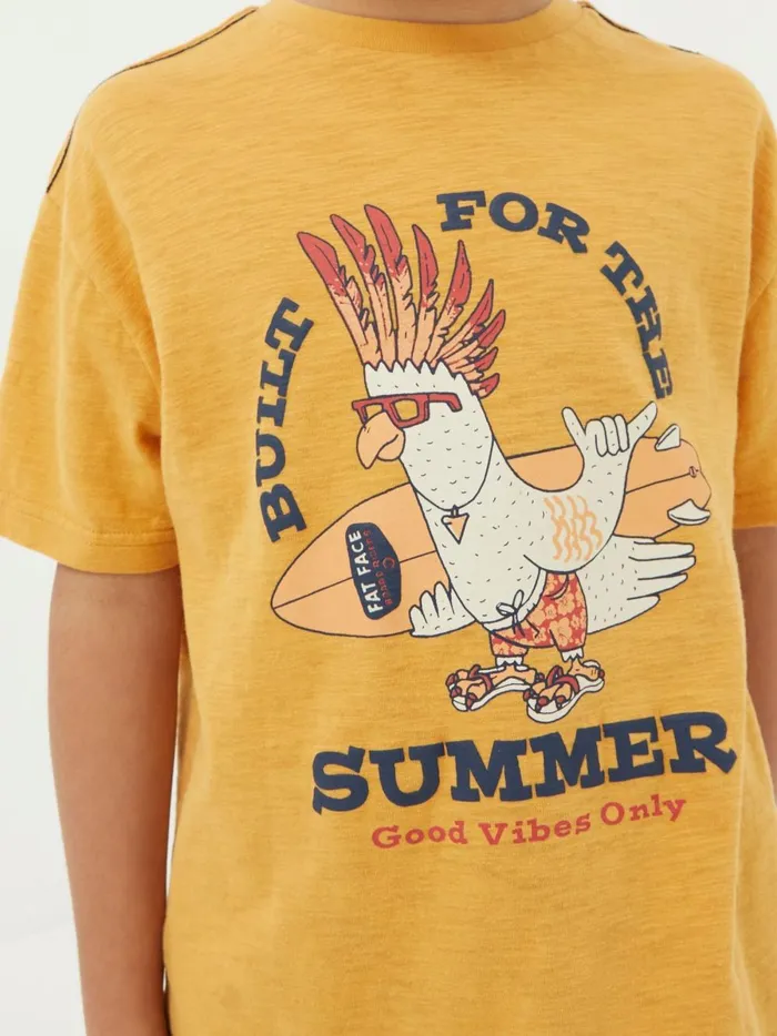 Kids TShirts and Polos Fat Face Yellow Built For Summer Jersey TShirt