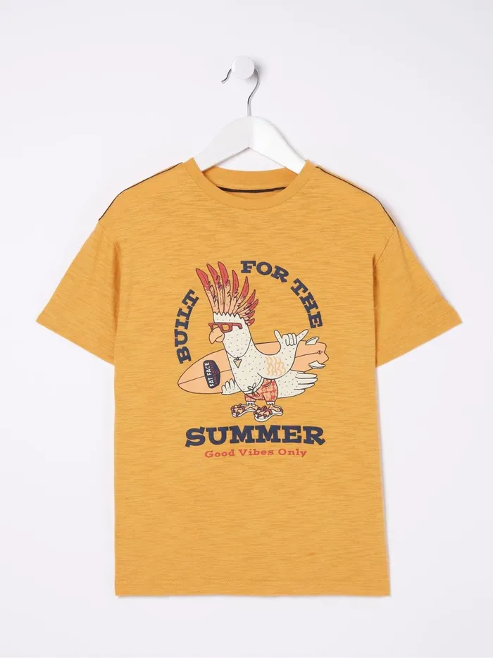 Kids TShirts and Polos Fat Face Yellow Built For Summer Jersey TShirt