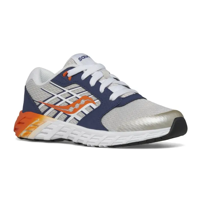 Kids Wind 20 Lace Sneaker Greynavyorange Saucony