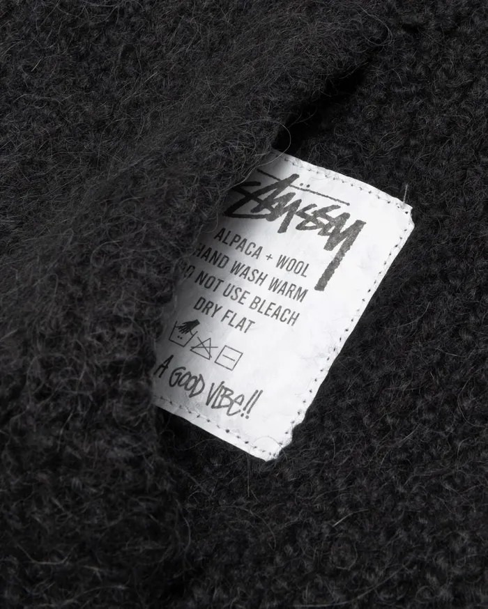 Knits MenWomen Stussy CHUNKY KNIT ZIP HOODIE Black
